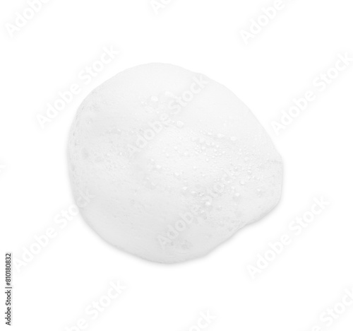 Foam with bubbles isolated on white, above view