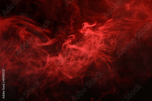 Artistic depiction of swirling red smoke against a dark, moody background, creating a mysterious and dramatic atmosphere perfect for edgy designs and creative projects