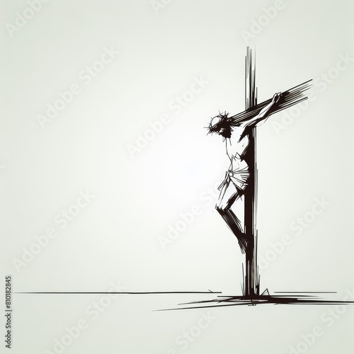 Crucifixion Scene Minimalistic Illustration