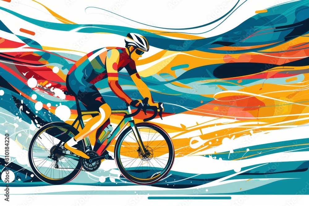 Fototapeta premium cyclist on bicycle with abstract background Generative AI