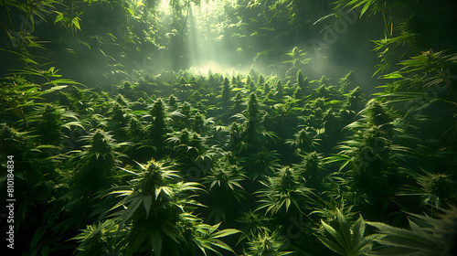 A field of cannabis plants ready for harves