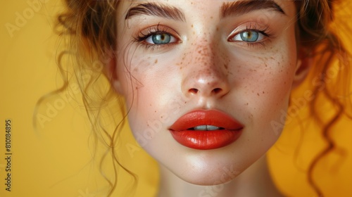 Woman With Freckled Hair and Blue Eyes
