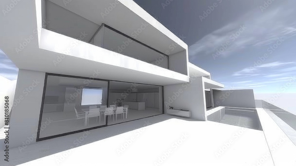 Multi-level outdoor entertaining area in an ultra-modern house, with Multi-level outdoor entertaining area in an ultra-modern house, with
