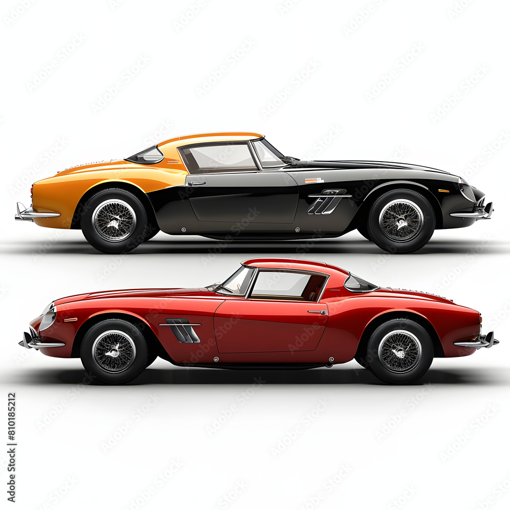 High-end automotive museums showcasing iconic cars isolated on white background, space for captions, png
