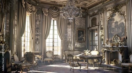 room filled with ornate details and delicate furnishings representative of French elegance