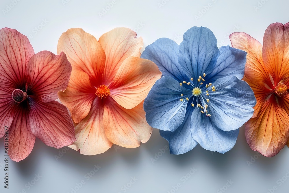 Close-up of soft-hued, translucent flower petals with a stunning backlit effect that showcases their intricate details and textures Close-up of soft-hued, translucent flower petals with a stunning backlit effect that showcases their intricate details and textures