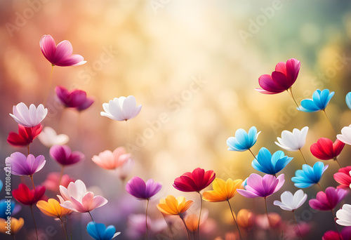 Computer closeup image view of colorful flower petals swaying left and right