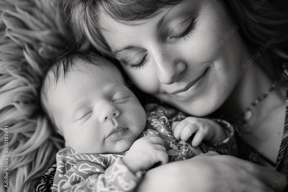 Tender moment between mother and newborn baby Tender moment between mother and newborn baby