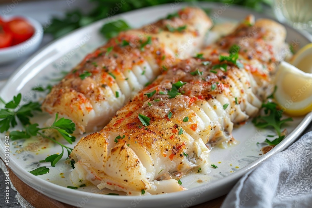 White Plate With Fish and Sauce White Plate With Fish and Sauce