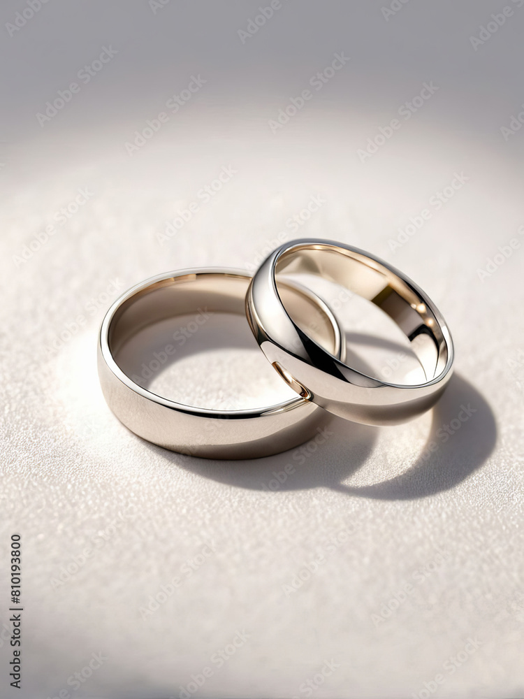 Wedding rings from white gold on light background, copy space. Gold engagement rings. Wedding ring ads background. Minimalistic rings for wedding, proposal. Wedding rings banner Wedding rings from white gold on light background, copy space. Gold engagement rings. Wedding ring ads background. Minimalistic rings for wedding, proposal. Wedding rings banner