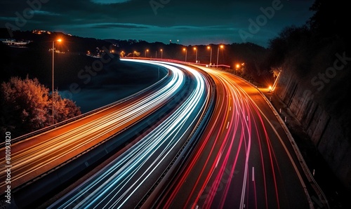 Dramatic Timelapse of Traffic. Dynamic Transport or High-Speed Transfer Concept.