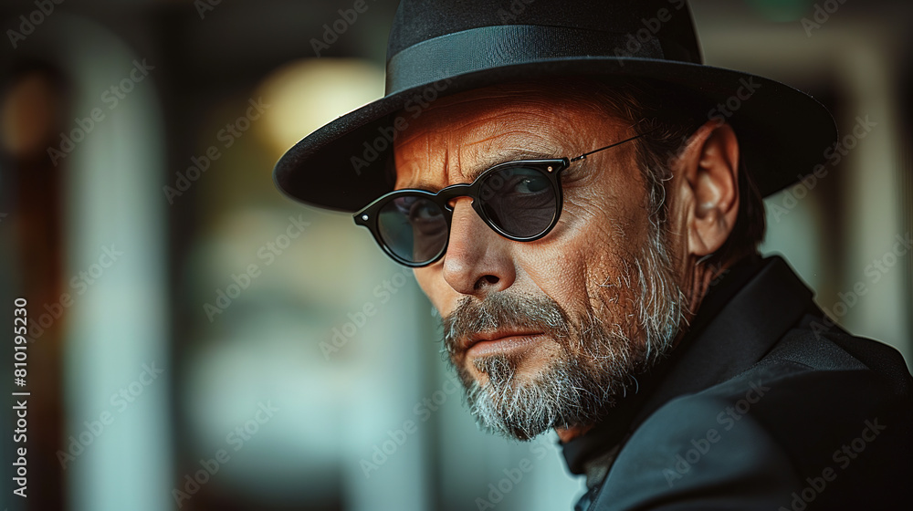 portrait of man with black hat, with various expressions, focal points and backgrounds. portrait of man with black hat, with various expressions, focal points and backgrounds.