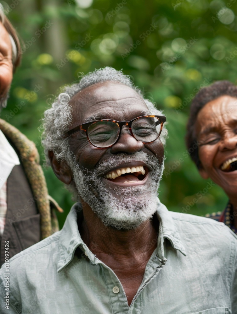 A group of three people standing next to each other smiling. Generative AI. A group of three people standing next to each other smiling. Generative AI.