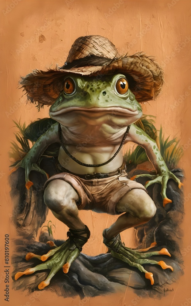 Fototapeta premium a frog-man hybrid, dressed in human attire 