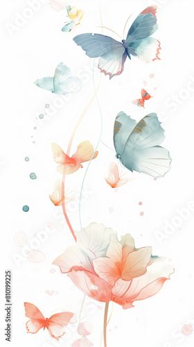 Ilustração aquarela, borboletas voando © Leandro