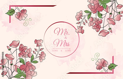 Wedding invitation cards with floral elements