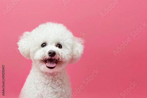 adorable bichon frise dog portrait with copyspace showcasing joyful and friendly personality of popular pet breed animal photography banner