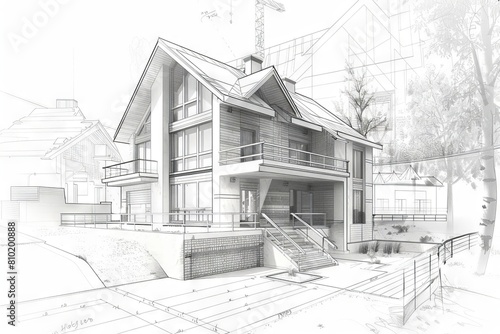 architectural house plan blueprint design construction concept illustration