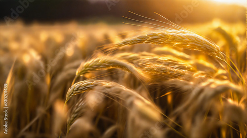 Golden Sunset Over Lush Wheat Field: A Celebration of Agricultural Abundance and Natural Beauty
