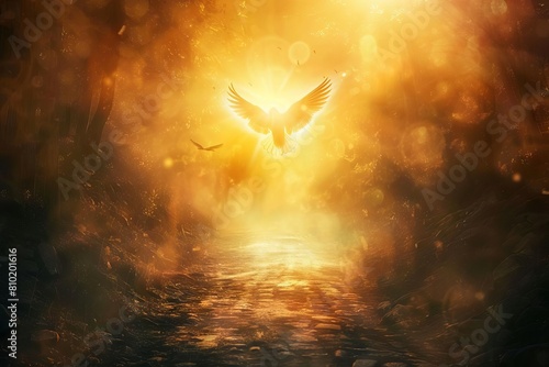 bright spiritual light guiding bible path with holy spirit dove digital art