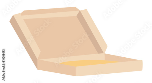 Pizza box in flat design. Cardboard package for delivery from pizzeria. Vector illustration isolated.