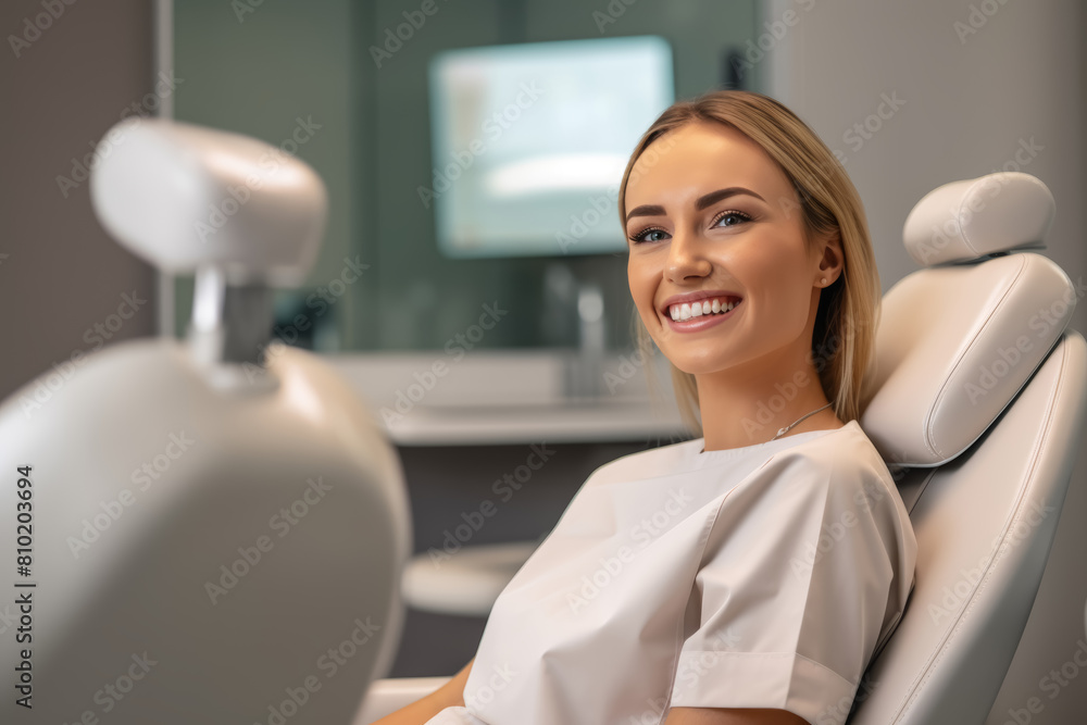 Obraz premium Smiling Woman at the Dentist