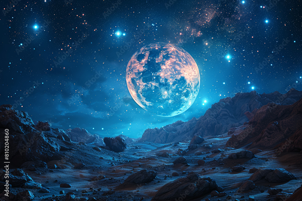 Gazing at the stars, reaching for distant dreams that sparkle in the night sky. Generative Ai. Gazing at the stars, reaching for distant dreams that sparkle in the night sky. Generative Ai.
