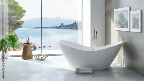 Modern bathtub in stylish interior