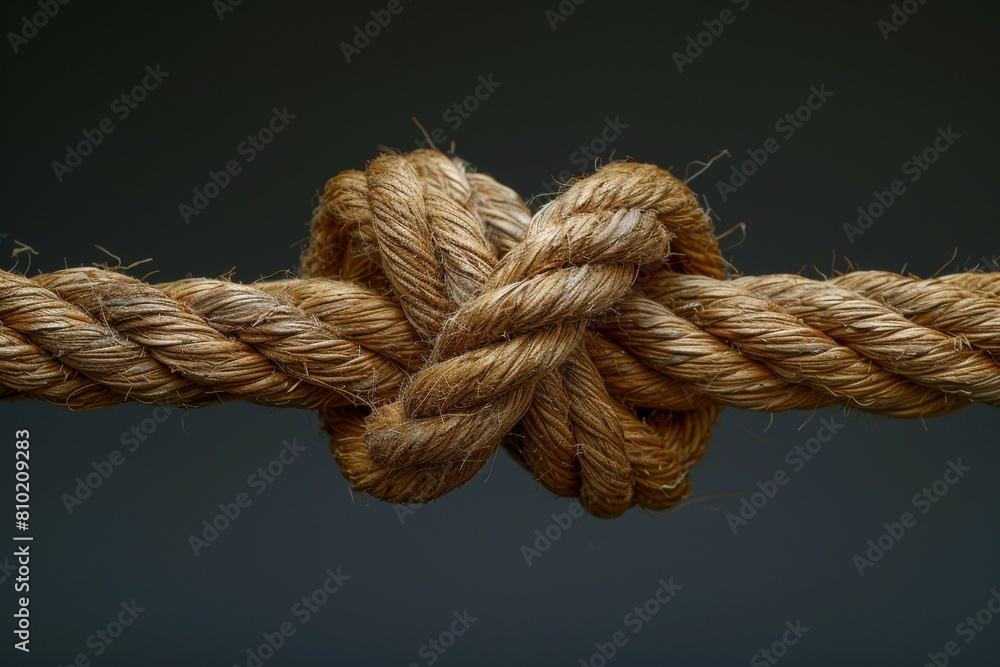 A tied knot on a rope. Business concept. Backdrop with selective focus and copy space A tied knot on a rope. Business concept. Backdrop with selective focus and copy space