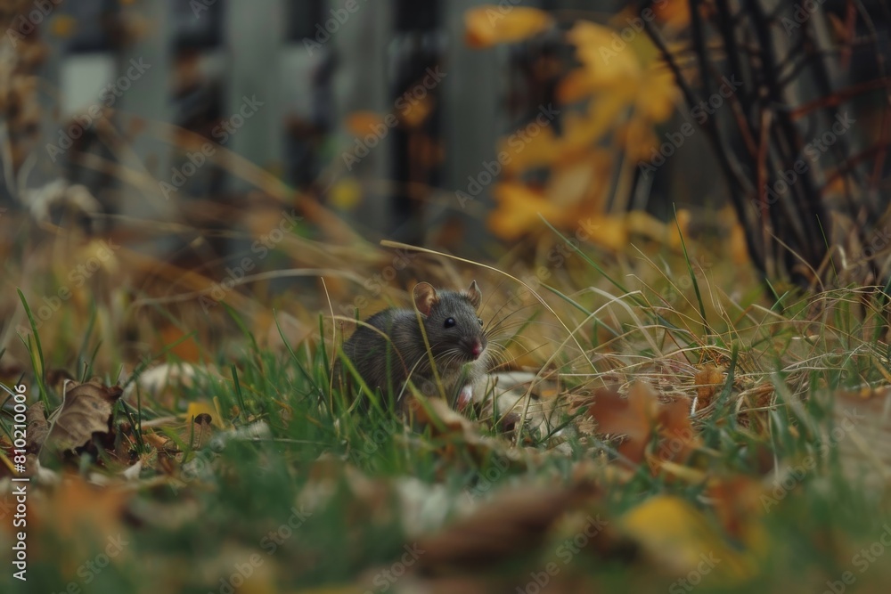 Autumnal rat foraging in the wild Autumnal rat foraging in the wild