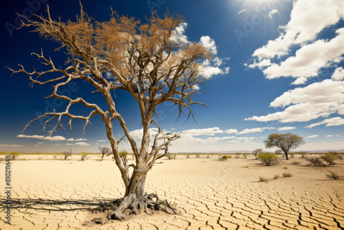 Lone Tree in Drought Landscape