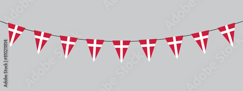 Denmark bunting garland, string of triangular flags, Danish National holiday, retro style vector decorative element photo