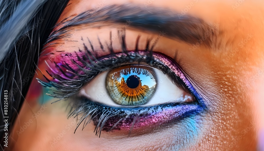  A vibrant and colorful artistic representation of an eye. The eye is the central focus