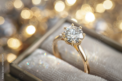 Beautiful engagement ring in a gift box. photo