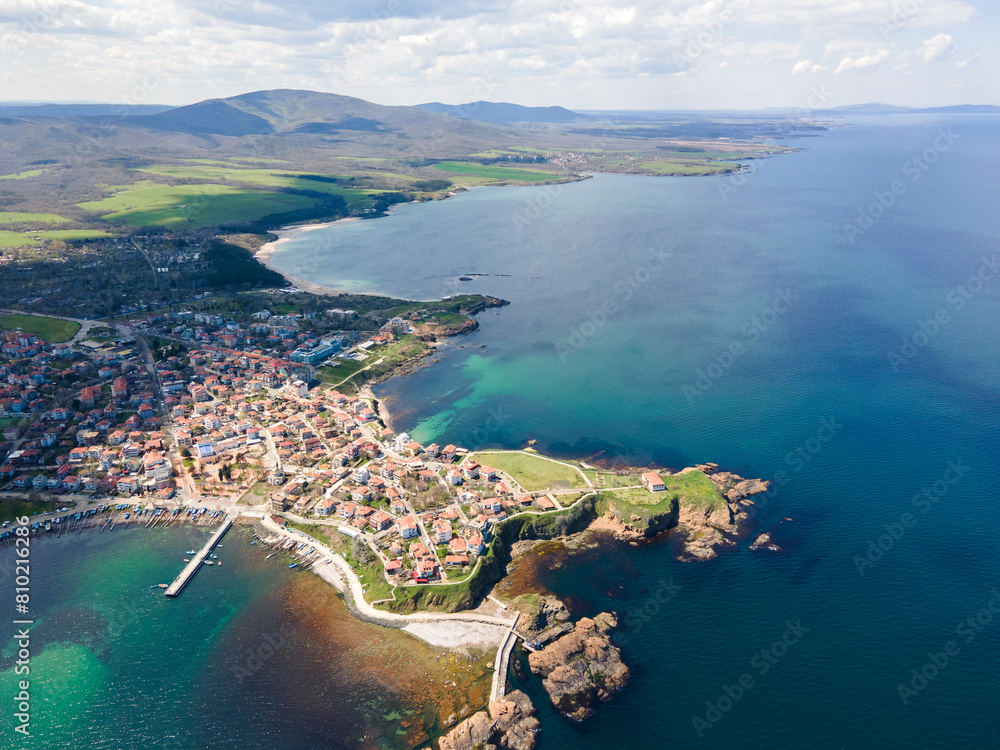 Obraz premium Aerial panorama town of Ahtopol, Bulgaria