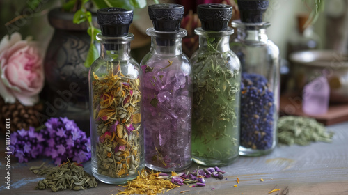 crafting spell jars for witchcraft magic protection money maker love spells with herbs spice and crystails