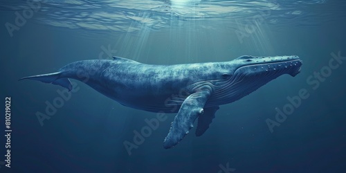 Blue whale swimming in the ocean. AIG51A.