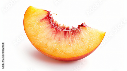 Piece of sweet peach on white background