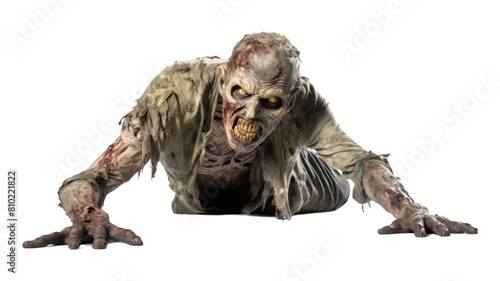 zombie isolated on transparent png background. Generative ai