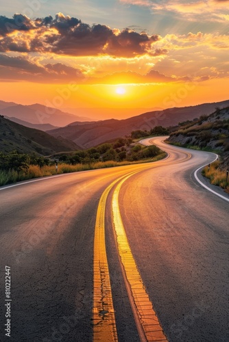 empty road with mountains in the background  Generative AI