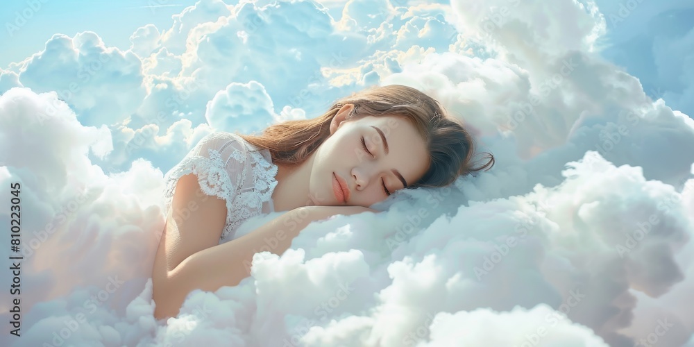 woman sleeps in the clouds Generative AI