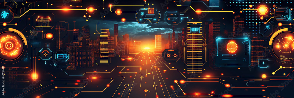 illustration of a city controlled by artificial intelligence illustration of a city controlled by artificial intelligence