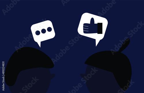 Illustrations that depict persuasion, suitable for use on web banners
