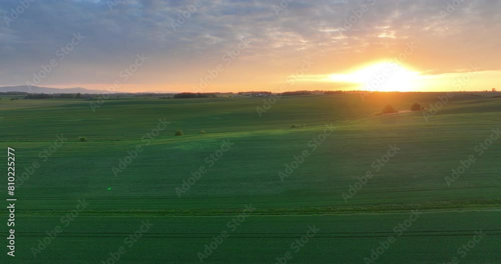 Agricultural Field at Dusk Aerial View Agricultural Field at Dusk Aerial View