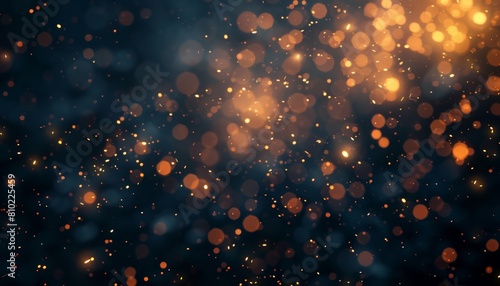 Sparkling Sparks with Golden Bokeh, Abstract Background and Glowing Particles, Festive Atmosphere