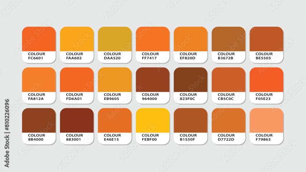 Orange Color Guide Palette with Color Names. Example of an Orange ...