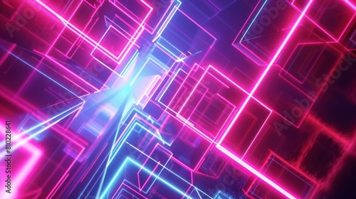 A colorful background with squares and lines. The background is purple and blue