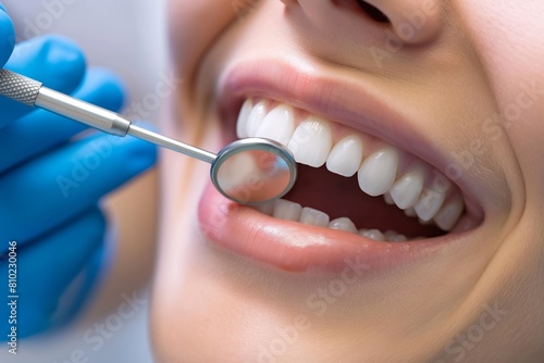 Close-up of a patient s open mouth during dental treatment