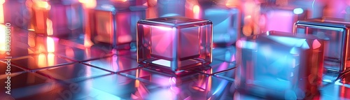 Perplexing Tetraquark Arrangement in Sparkling Neon Shades and Metallic Surfaces photo