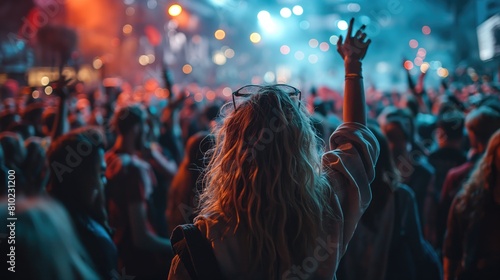 crowd at concert - music festival. Created with Generative AI.
